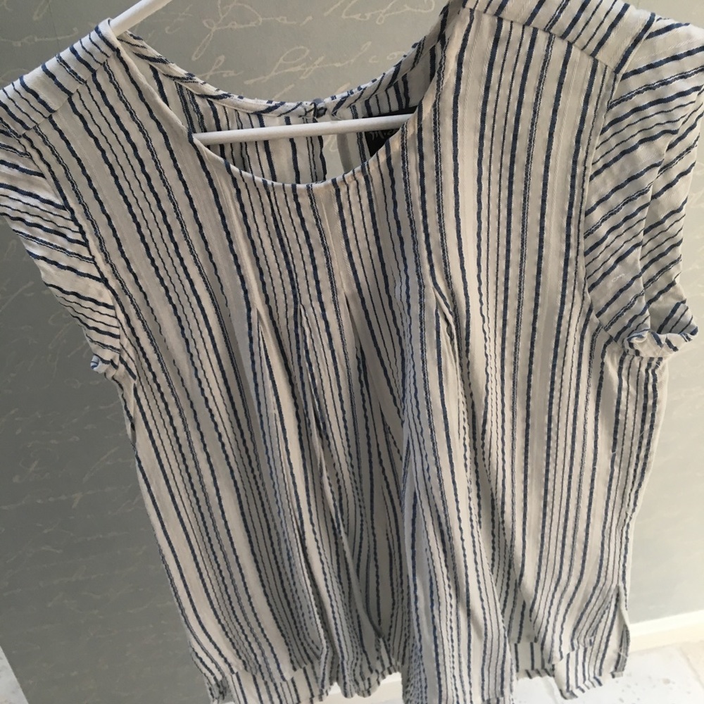 Michael Stars Textured Blouse White Blue